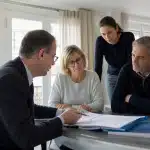 Quatre adultes examinant des documents lors d'une réunion
